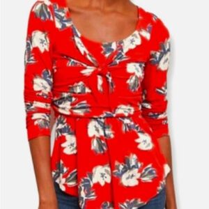 Anthropologie Red Floral Blouse